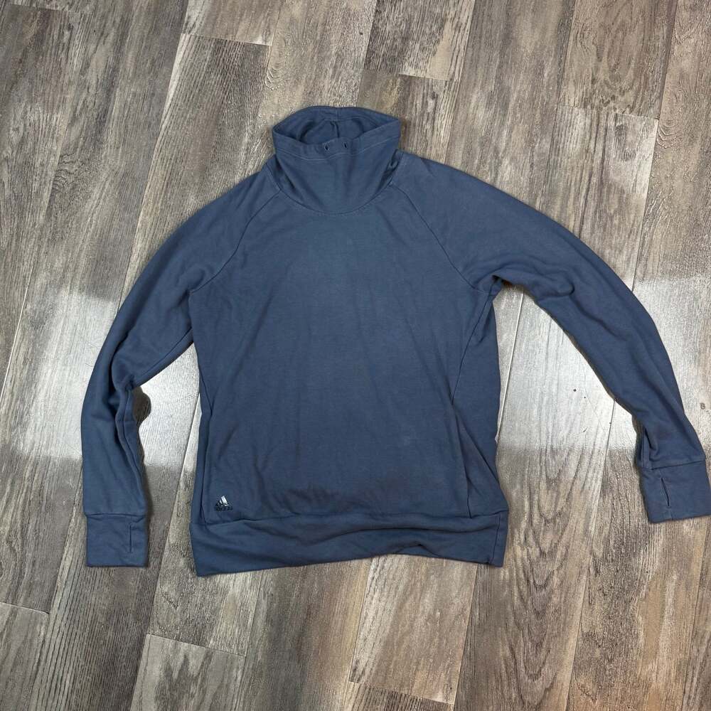 Adidas Sporting KC Womens M Funnel Neck Hoodie Blue Drawstrings Training Running